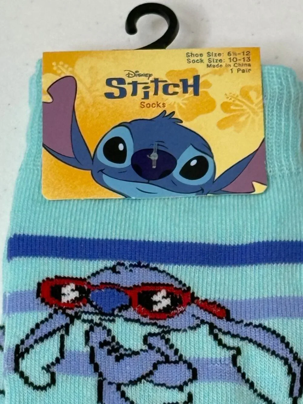Disney Stitch Sunglasses Crew Socks Adult NWT
